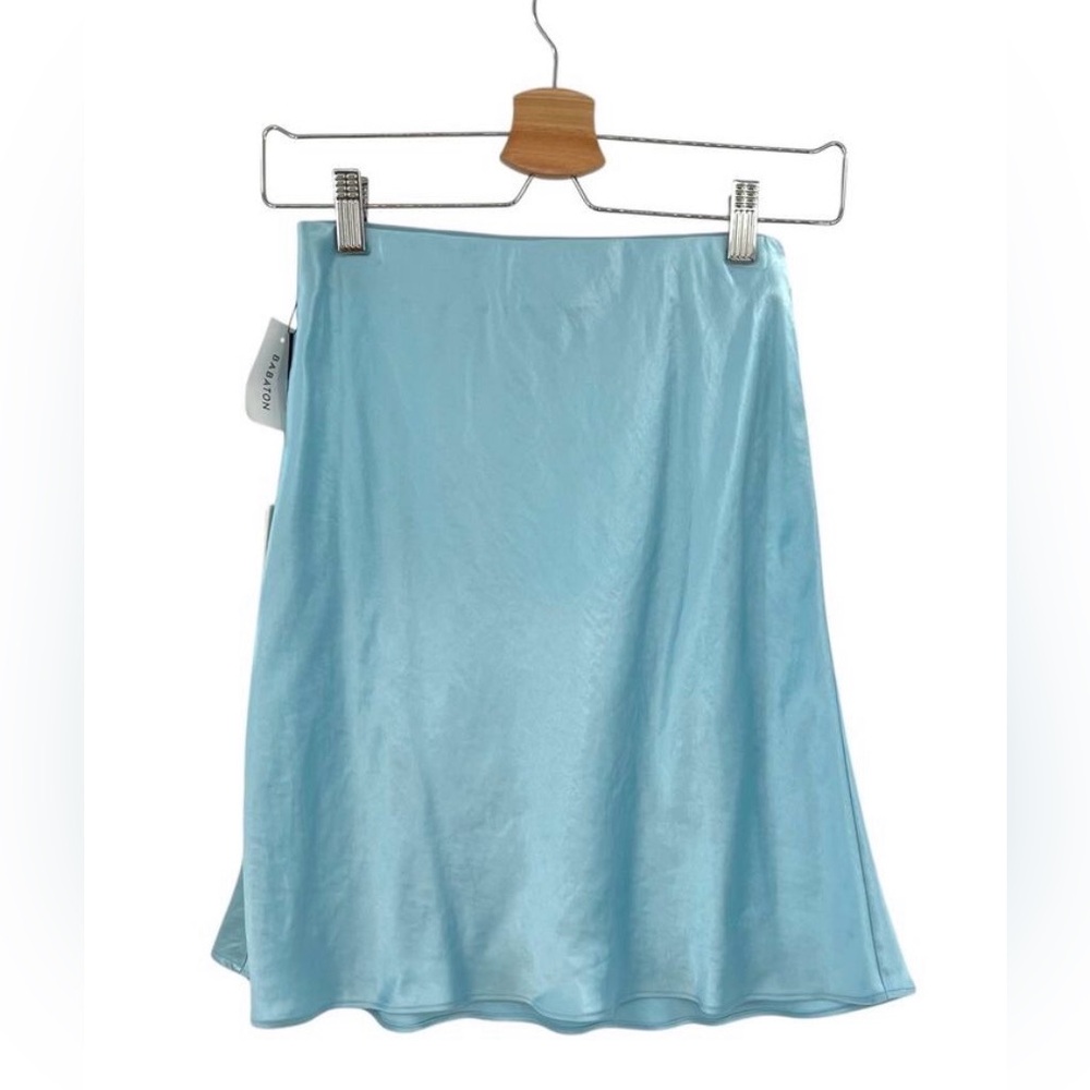 Babaton Light Blue A-Line Mini Skirt